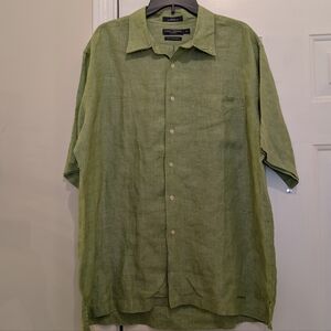 Daniel Cremieux Classics Celery Green Button Down Casual Short Sleeve Shirt, XL